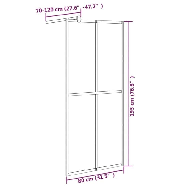 vidaXL brusevæg 80x195 cm mørk hærdet glas