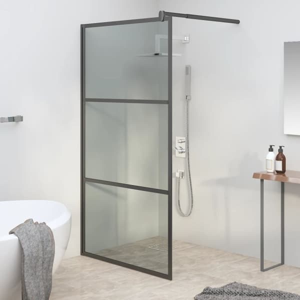 vidaXL brusevæg 100x195 cm mørkt sikkerhedsglas sort