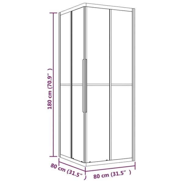 vidaXL Suihkukaappi puolihuurrettu ESG 80x80x180 cm musta