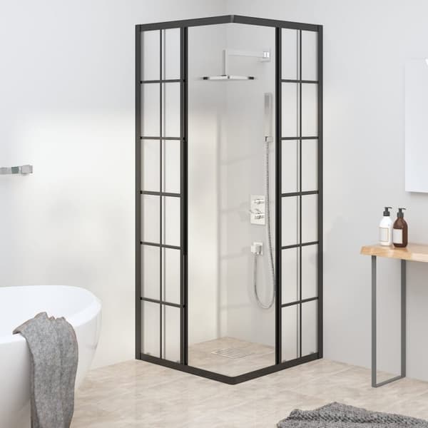 vidaXL brusekabine 70x70x180 cm matteret sikkerhedsglas sort