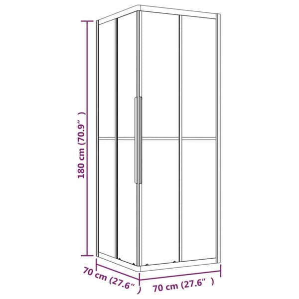vidaXL brusekabine 70x70x180 cm matteret sikkerhedsglas sort