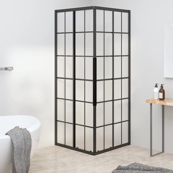 vidaXL brusekabine 70x70x180 cm matteret sikkerhedsglas sort