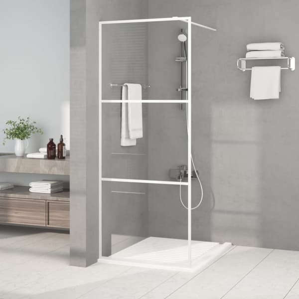vidaXL brusevæg 80x195 cm klart sikkerhedsglas hvid