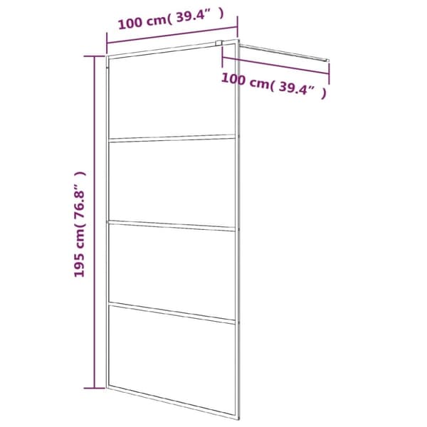 vidaXL brusevæg 100x195 cm halvmatteret sikkerhedsglas sort