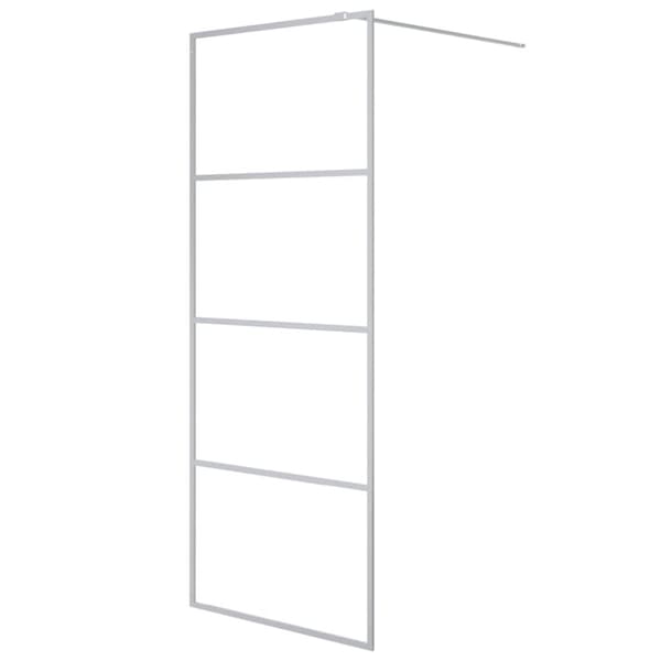 vidaXL brusevæg 80x195 cm klart sikkerhedsglas sølvfarvet