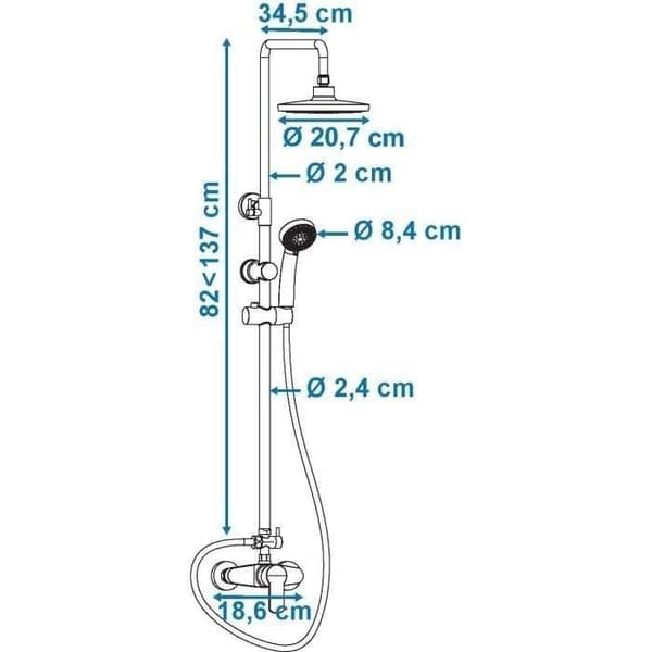 Rousseau duschkolonn med Shenenti Chrome Mechanical Mixer kran