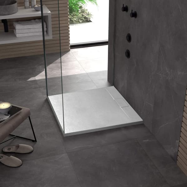 BASALT brusebroche, hvid, 90X90