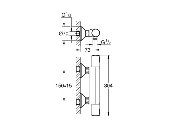 Grohe Precision Start Termostatbatteri for dusj - Matt sort