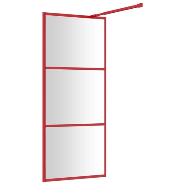 brusevæg 80x195 cm klart sikkerhedsglas rød