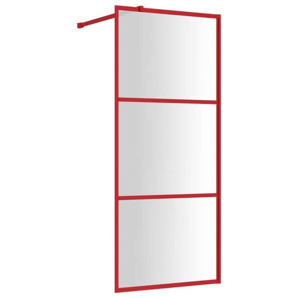 brusevæg 80x195 cm klart sikkerhedsglas rød