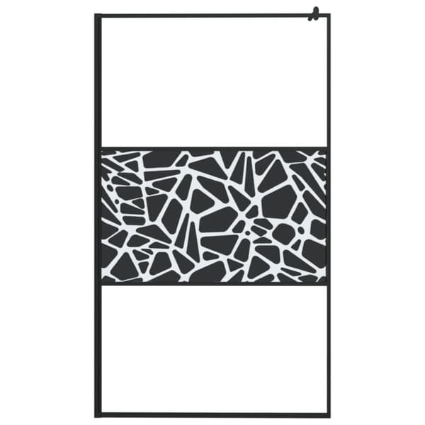 brusevæg 115x195 cm sikkerhedsglas med stendesign sort