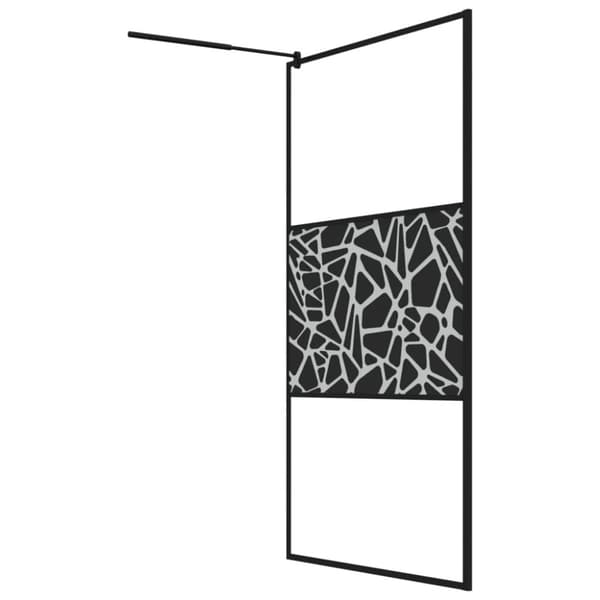 brusevæg 115x195 cm sikkerhedsglas med stendesign sort