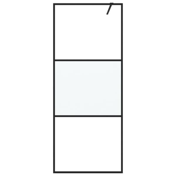 brusevæg 80x195 cm halvmatteret sikkerhedsglas sort