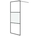 Miniatyrbillede 2 af 7: brusevæg 80x195 cm halvmatteret sikkerhedsglas sort