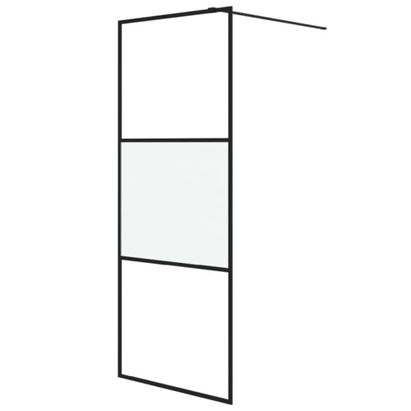 brusevæg 80x195 cm halvmatteret sikkerhedsglas sort
