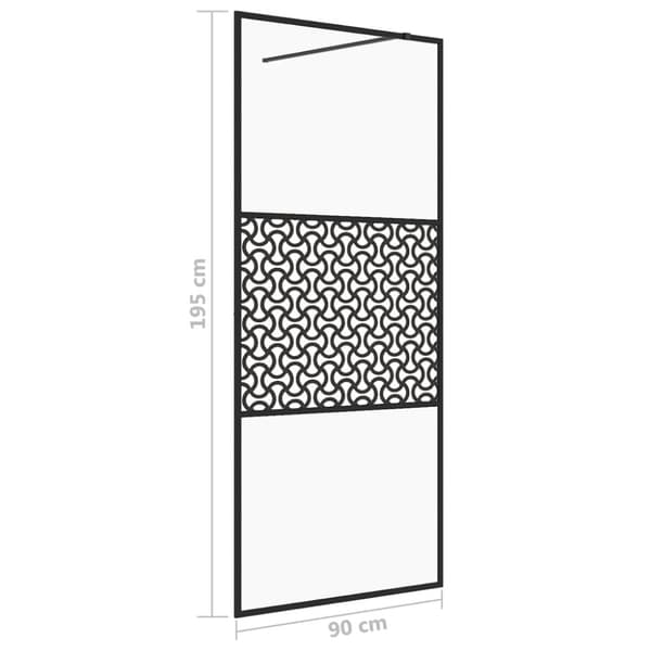 brusevæg 90x195 cm klart sikkerhedsglas sort