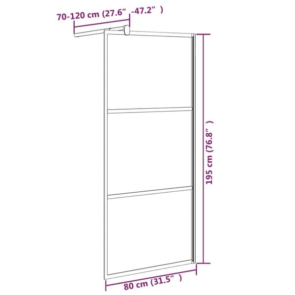 brusevæg 80x195 cm sikkerhedsglas med stendesign sort