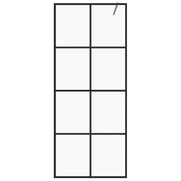 brusevæg 80x195 cm klart sikkerhedsglas sort
