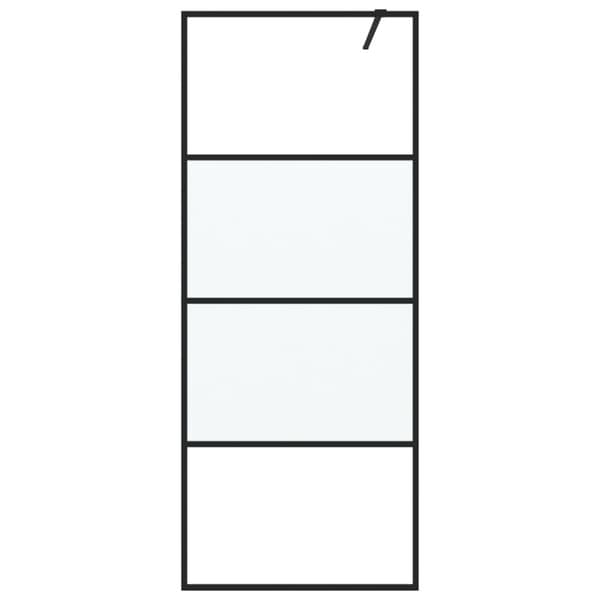 brusevæg 80x195 cm halvmatteret sikkerhedsglas sort