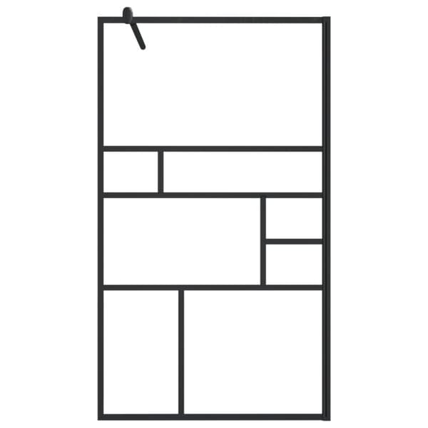 brusevæg 90x195 cm klart sikkerhedsglas sort