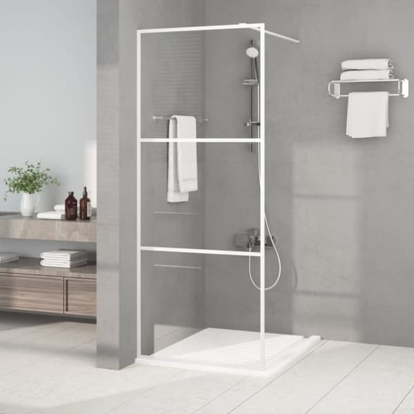 brusevæg 80x195 cm klart sikkerhedsglas hvid