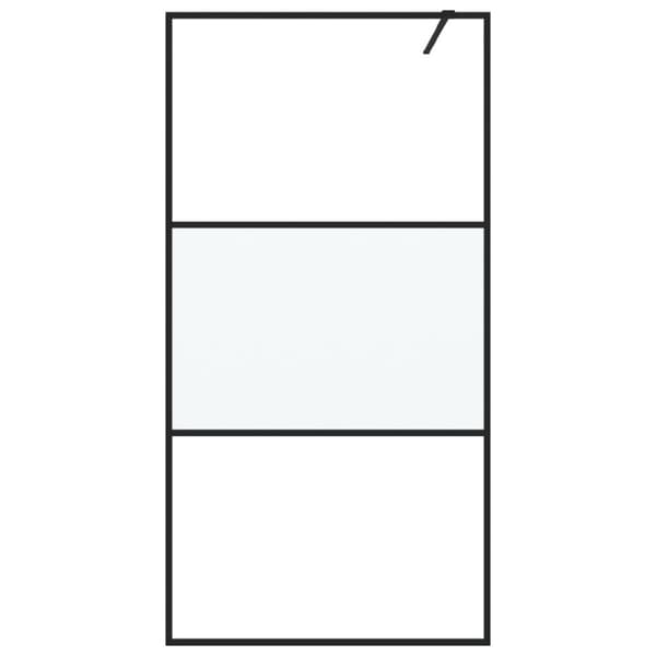brusevæg 100x195 cm halvmatteret sikkerhedsglas sort