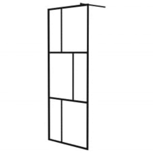brusevæg med hylde 80x195 cm sikkerhedsglas og aluminium sort