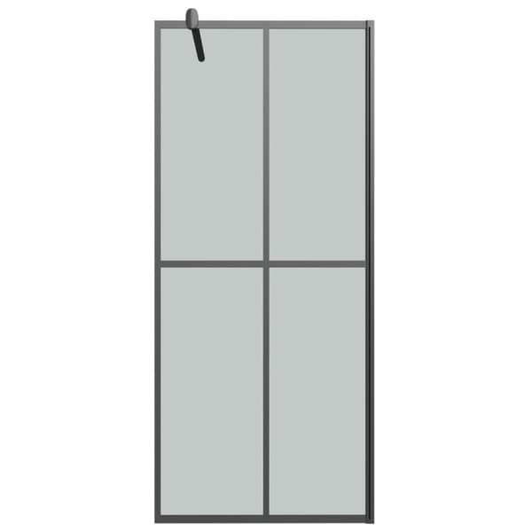 brusevæg med hylde 80x195 cm sikkerhedsglas og aluminium sort