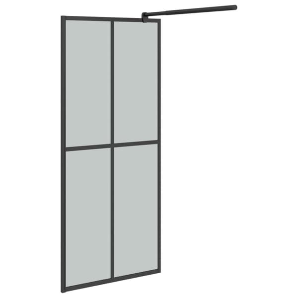 brusevæg med hylde 80x195 cm sikkerhedsglas og aluminium sort