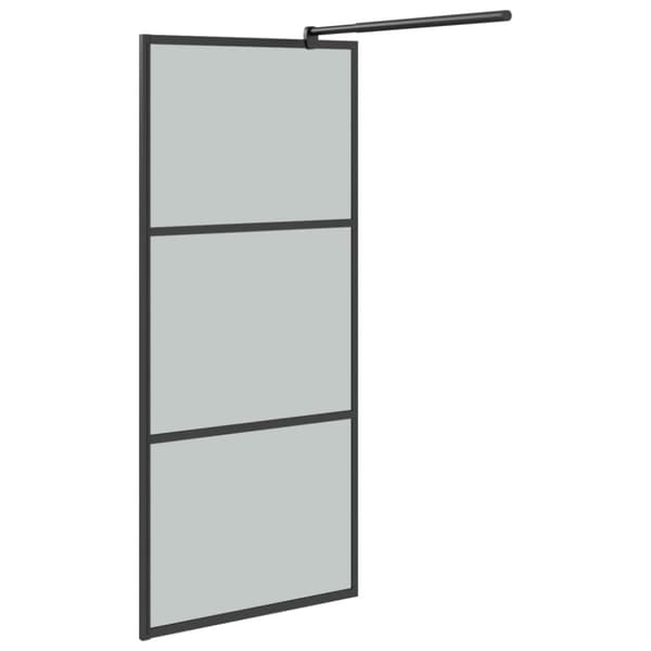 brusevæg med hylde 80x195 cm sikkerhedsglas og aluminium sort