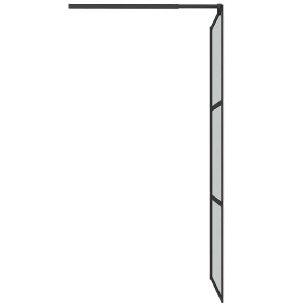 brusevæg med hylde 80x195 cm sikkerhedsglas og aluminium sort