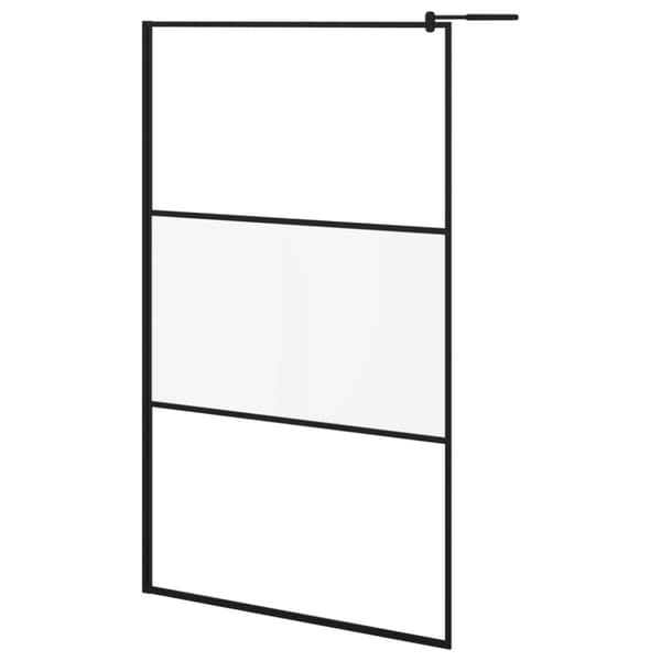 brusevæg med hylde 115x195 cm sikkerhedsglas og aluminium sort