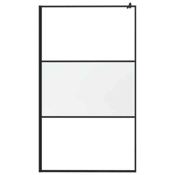 brusevæg med hylde 115x195 cm sikkerhedsglas og aluminium sort