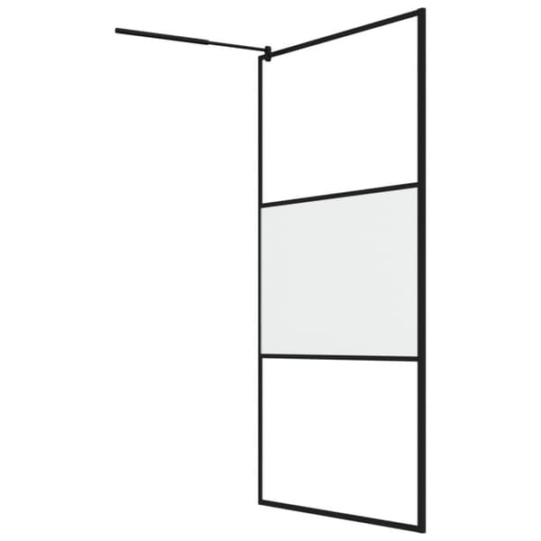 brusevæg med hylde 115x195 cm sikkerhedsglas og aluminium sort
