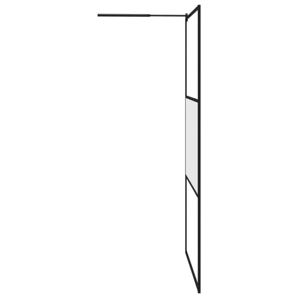 brusevæg med hylde 115x195 cm sikkerhedsglas og aluminium sort
