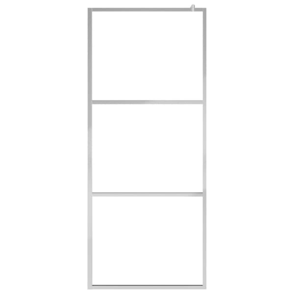 brusevæg med hylde 100x195 cm sikkerhedsglas og aluminium krom