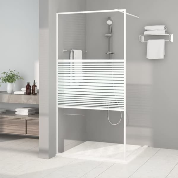 brusevæg 100x195 cm klart sikkerhedsglas hvid