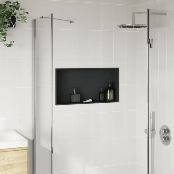 Suihkuhylly matta musta 62x32x9 cm ruostumaton teräs