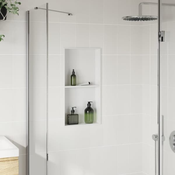 Duschnisch matt vit 32x62x9 cm rostfritt stål