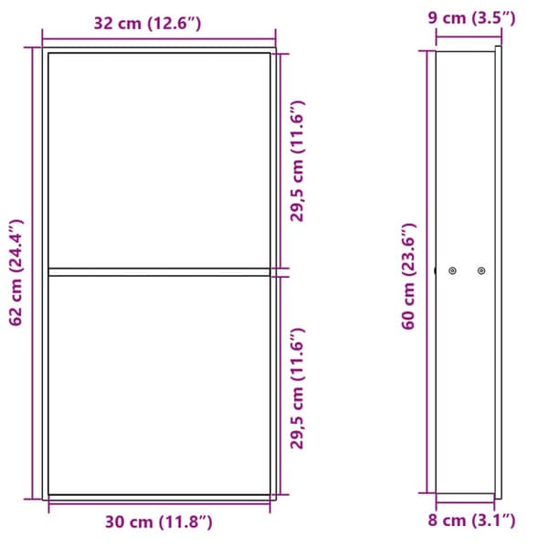 Duschnisch matt vit 32x62x9 cm rostfritt stål