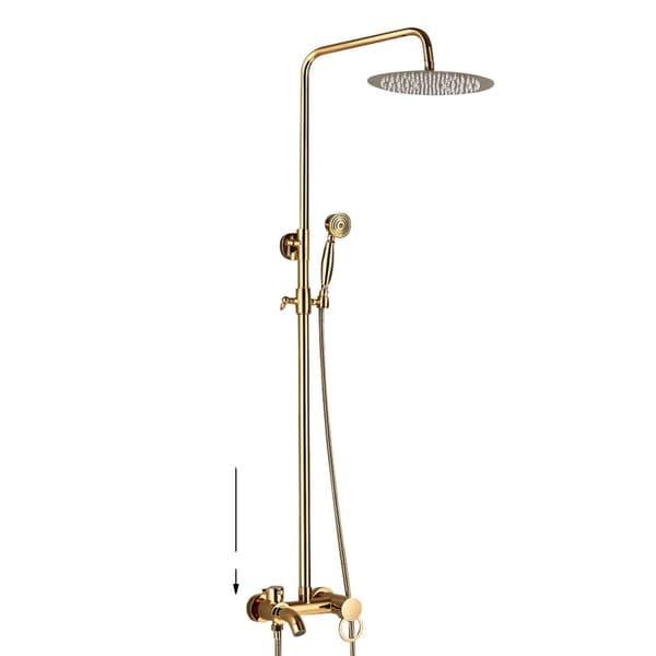 Messinkinen suihkuhanasarja, säädettävä korkeus 80-120 cm, kaksoiskahvajärjestelmä,G1/2, 20cm, Kulta