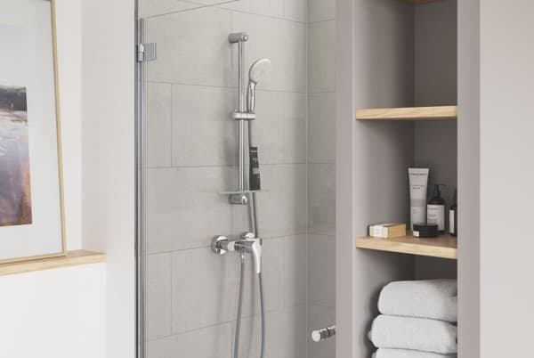 Grohe Eurosmart etgrebs brusearmatur, krom, vægmonteret, 35 mm keramisk patron, temperaturbegrænser, justerbar