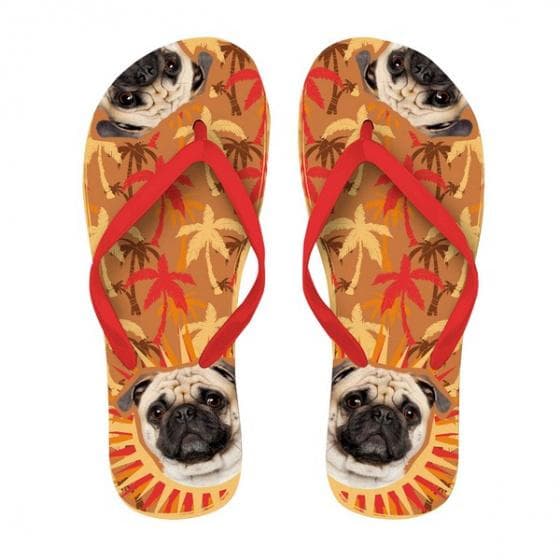 flip-flops Mopsgummi brun/röd storlek 37-39