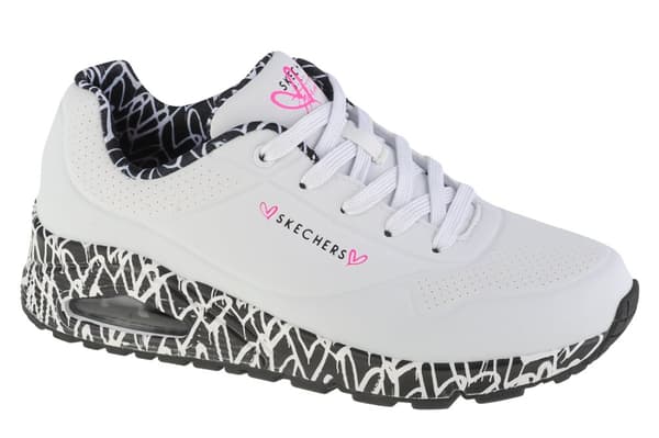 Skechers Uno-Loving Love 155506-WBK, Kvinde, Sneakers, hvid