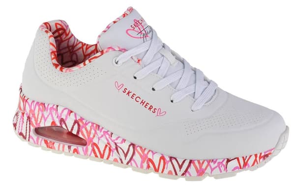 Skechers Uno-Loving Love 155506-WRPK, Kvinna, Sneakers, vit