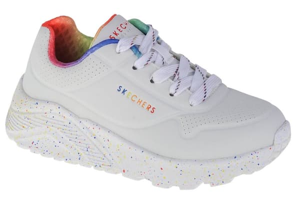 Skechers Uno Lite Rainbow Speckle 310456L-WMLT, för Tjej, Sneakers, vit White 27