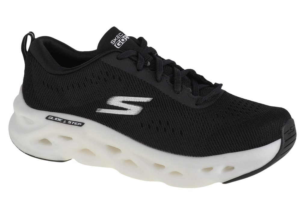 Skechers Go Run Swirl Tech 128791-BKW, Kvinna, Löparskor, svart