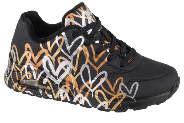 Skechers Uno-Metallic Love 155523-BKGD, Kvinna, Sneakers, svart