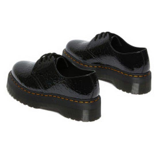 Dr Martens 1461 Quad 3-eye Patent Lamper Leopard Embross Sko Sort EU 36 Mand