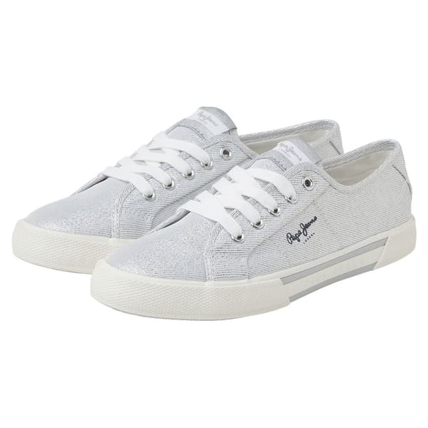 Pepe Jeans Låga Tränare Brady Party Silver EU 37 Kvinna